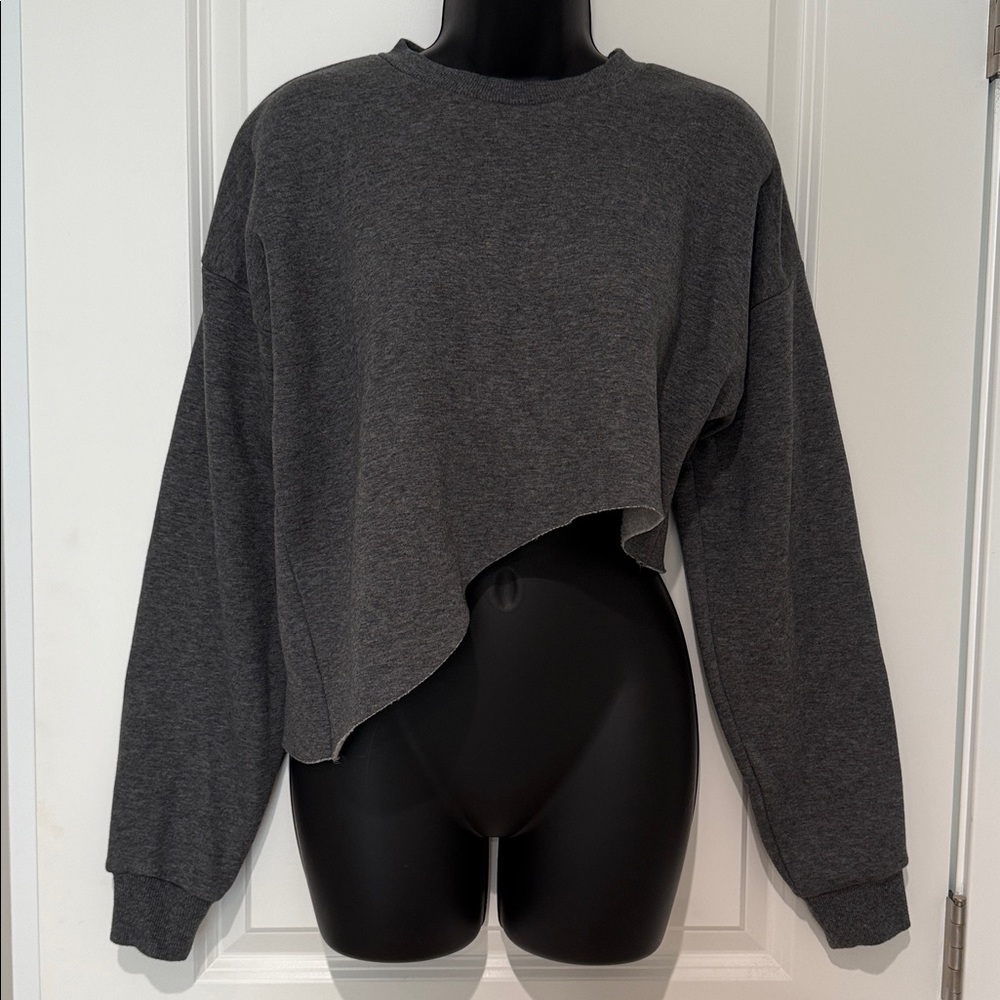 Lovers + Friends Cropped Asymmetrical Cut Sweatshirt